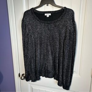 Liz Claiborne lightweight sweater crew neck women’s Size 3X black with silver